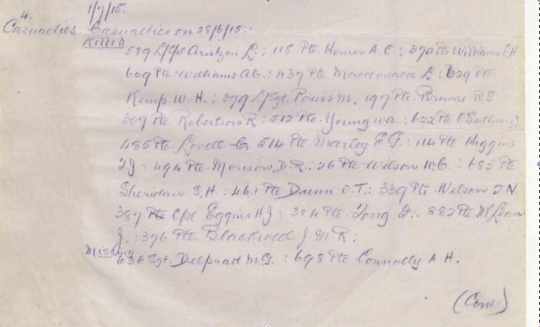 extract war diaries Delpratt missing